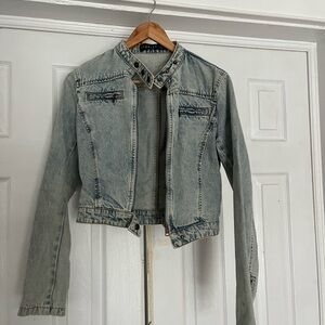 Lioness Faded Light Blue Cropped Denim Jacket